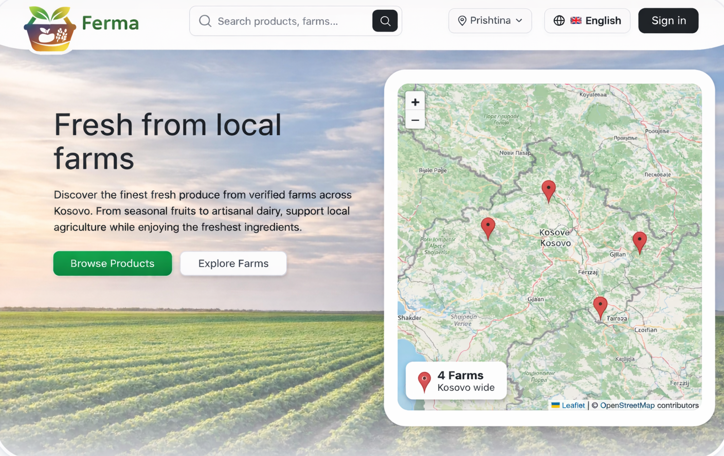 Ferma marketplace screenshot